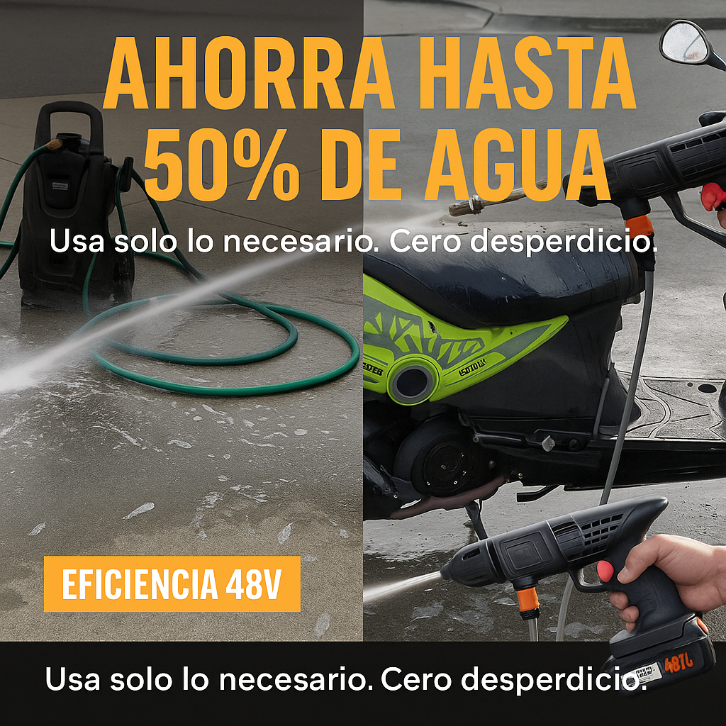 🚗 Hidrolavadora Portátil Inalámbrica 48V con Maletín | Lava tu Moto, Auto y Hogar en Minutos