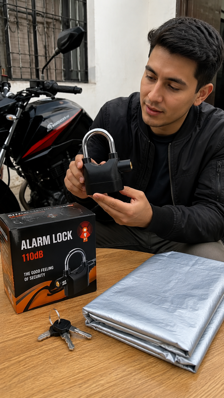 ProtegeMax™ Cobertor Impermeable + Candado con Alarma de Seguridad