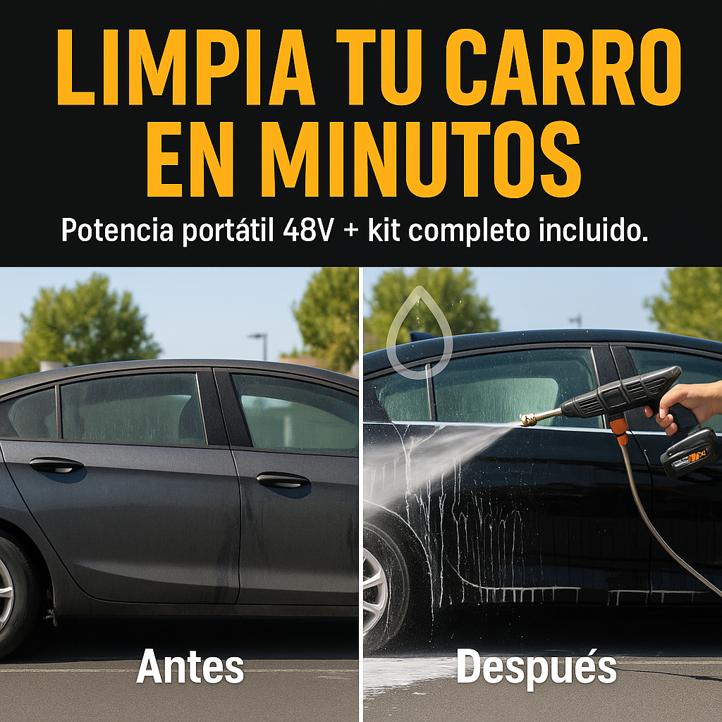 🚗 Hidrolavadora Portátil Inalámbrica 48V con Maletín | Lava tu Moto, Auto y Hogar en Minutos