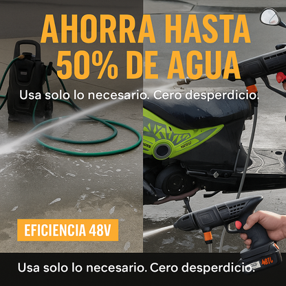 🚗 Hidrolavadora Portátil Inalámbrica 48V con Maletín | Lava tu Moto, Auto y Hogar en Minutos