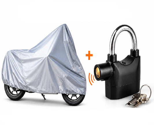 ProtegeMax™ Cobertor Impermeable + Candado con Alarma de Seguridad 🏍️
